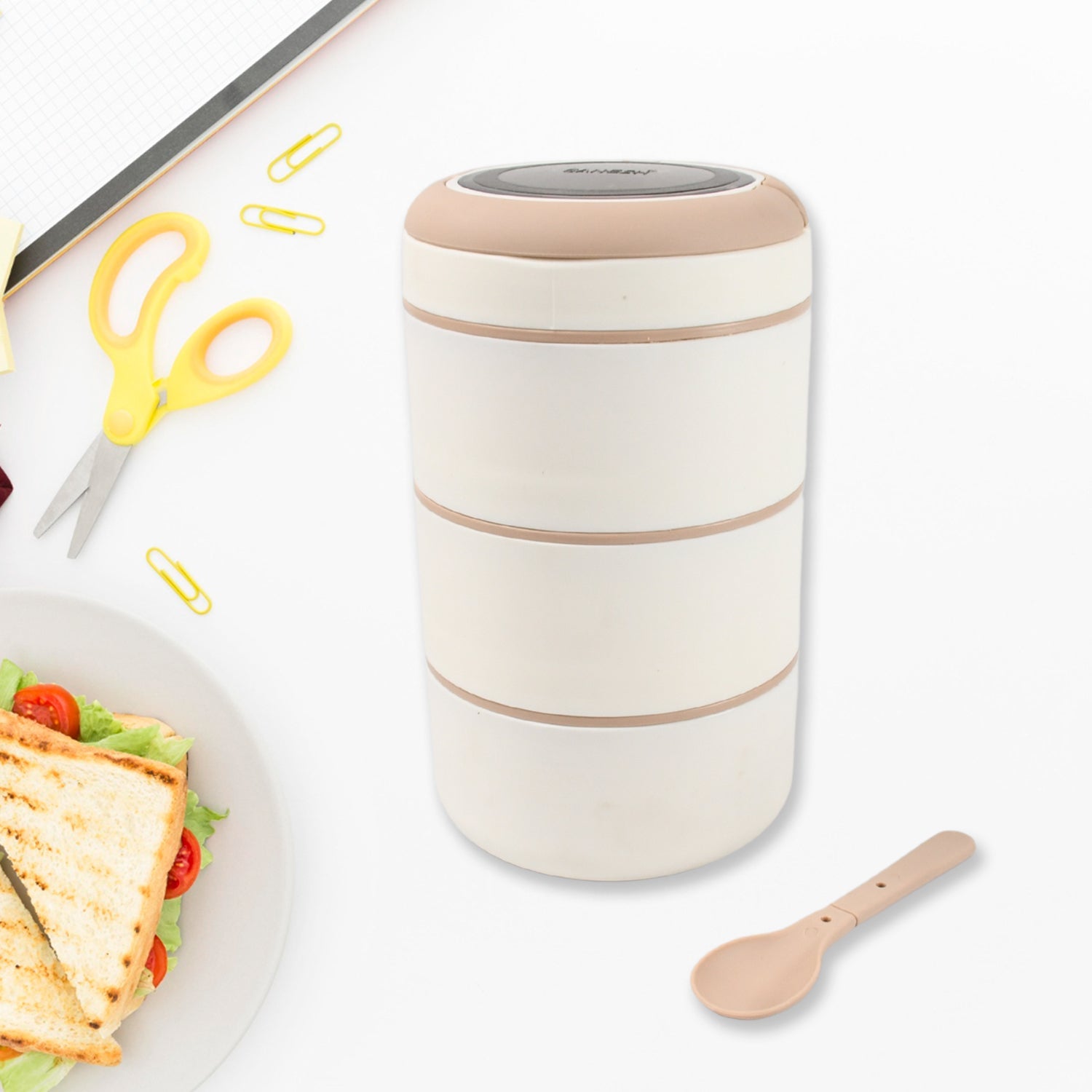 Ganesh Smart Stack 3 Layer Portable Lunch Box Stainless Steel Airtight Leak-Proof Lunch Box for Office, School, Picnic: Color May Vary (3 Layer) Ganesh Smart Stack 3 Layer Portable Lunch Box Stainless Steel Airtight Leak-Proof Lunch Box for Office, School, Picnic: Color May Vary (3 Layer)